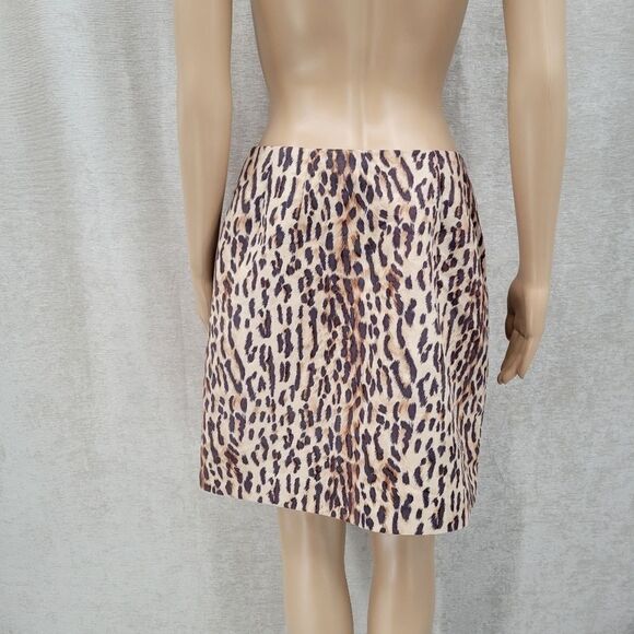 Sharon Endick Kate Vintage Faux Suede Double Zipper Leopard Print Midi Skirt - Picture 9 of 11
